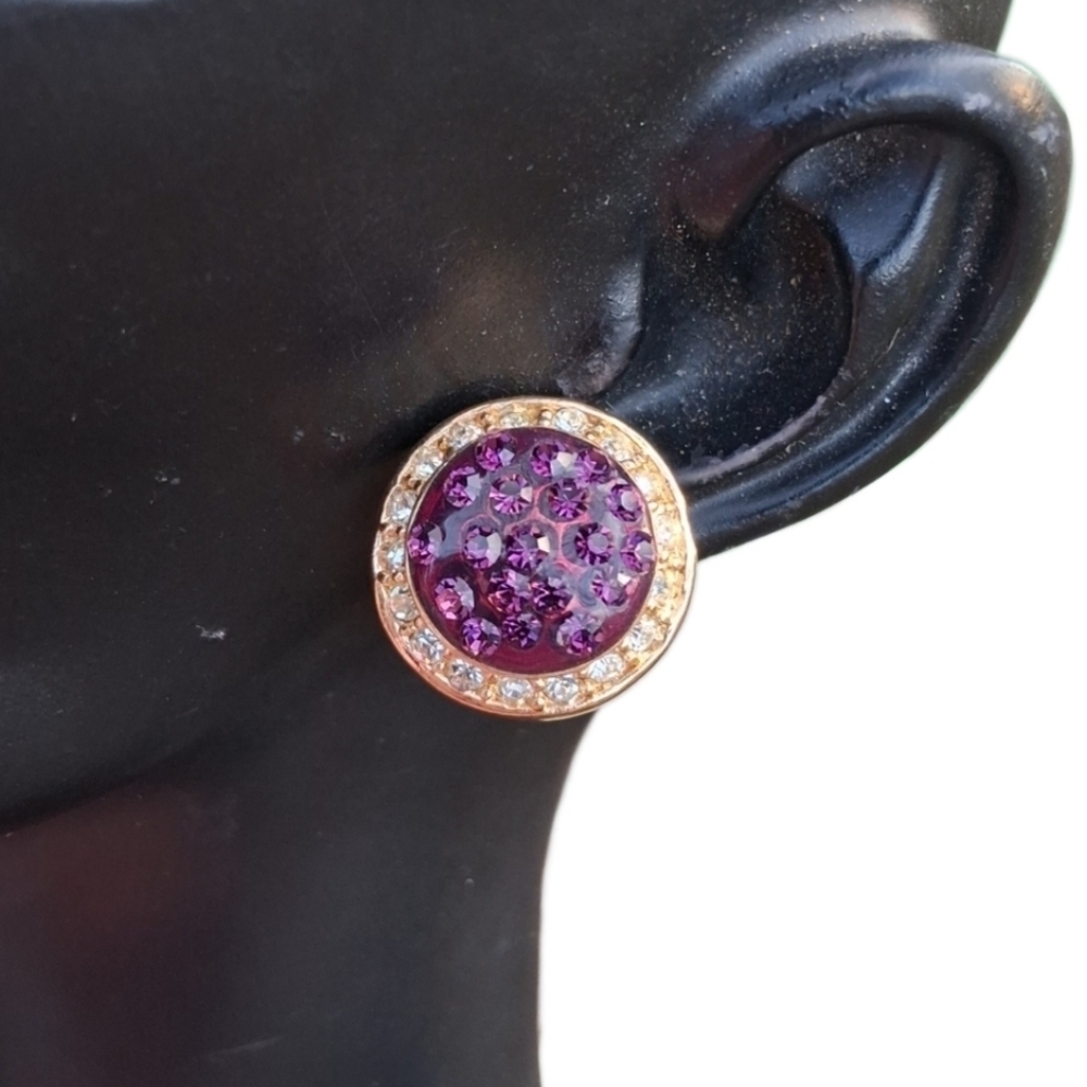 Authentic Roman Co. Vintage Royal Purple Crystal Post Earrings